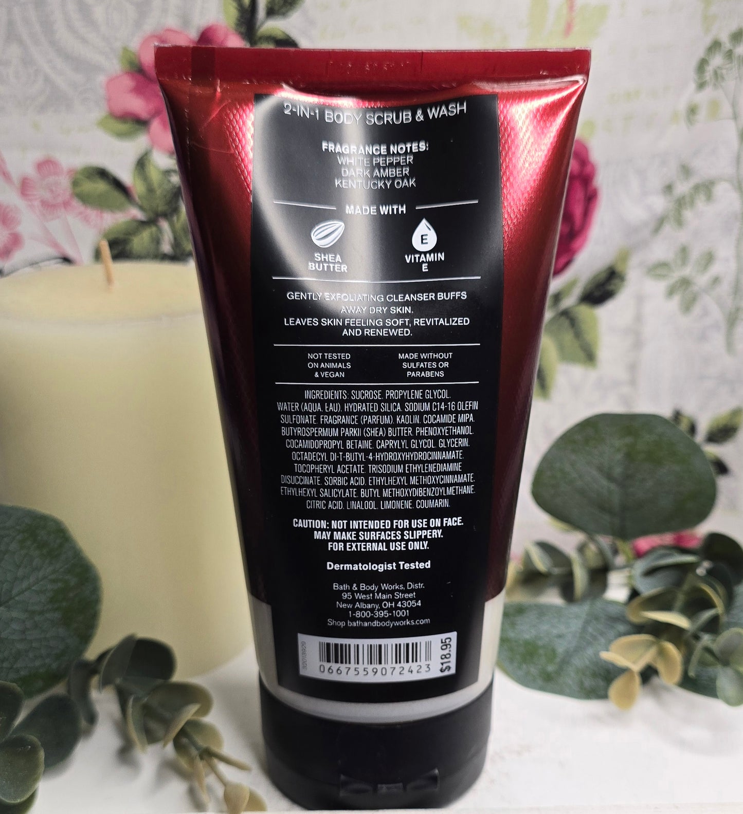 New Bath and Body Works Mens Collection Bourbon 2-In-1 Body Scrub and Wash
