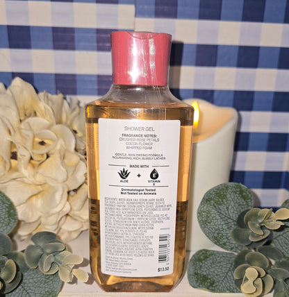 New Bath and Body Works ~Whipped Rose Latte~ Aloe and Vitamin E Shower Gel, Body Wash 10 fl oz