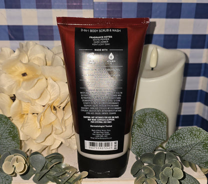 New Bath & Body Works Mens Collection Bourbon 2-In-1 Body Scrub and Wash