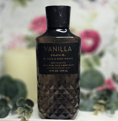 New Bath and Body Works Men's Collection Vanilla Noir 3-In-1 Hair, Face and Body Wash